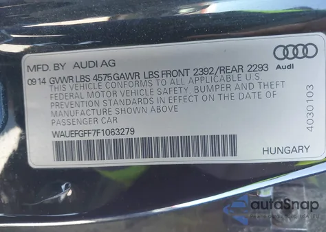 2015 Audi A3 2.0T Premium from USA, damaged, VIN WAUEFGFF7F1063279